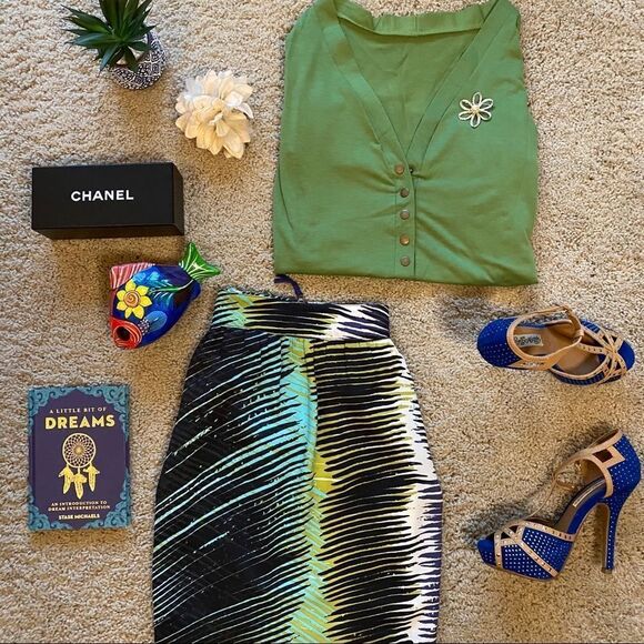 Loft Striped Skirt Sz 6 - Picture 3 of 8